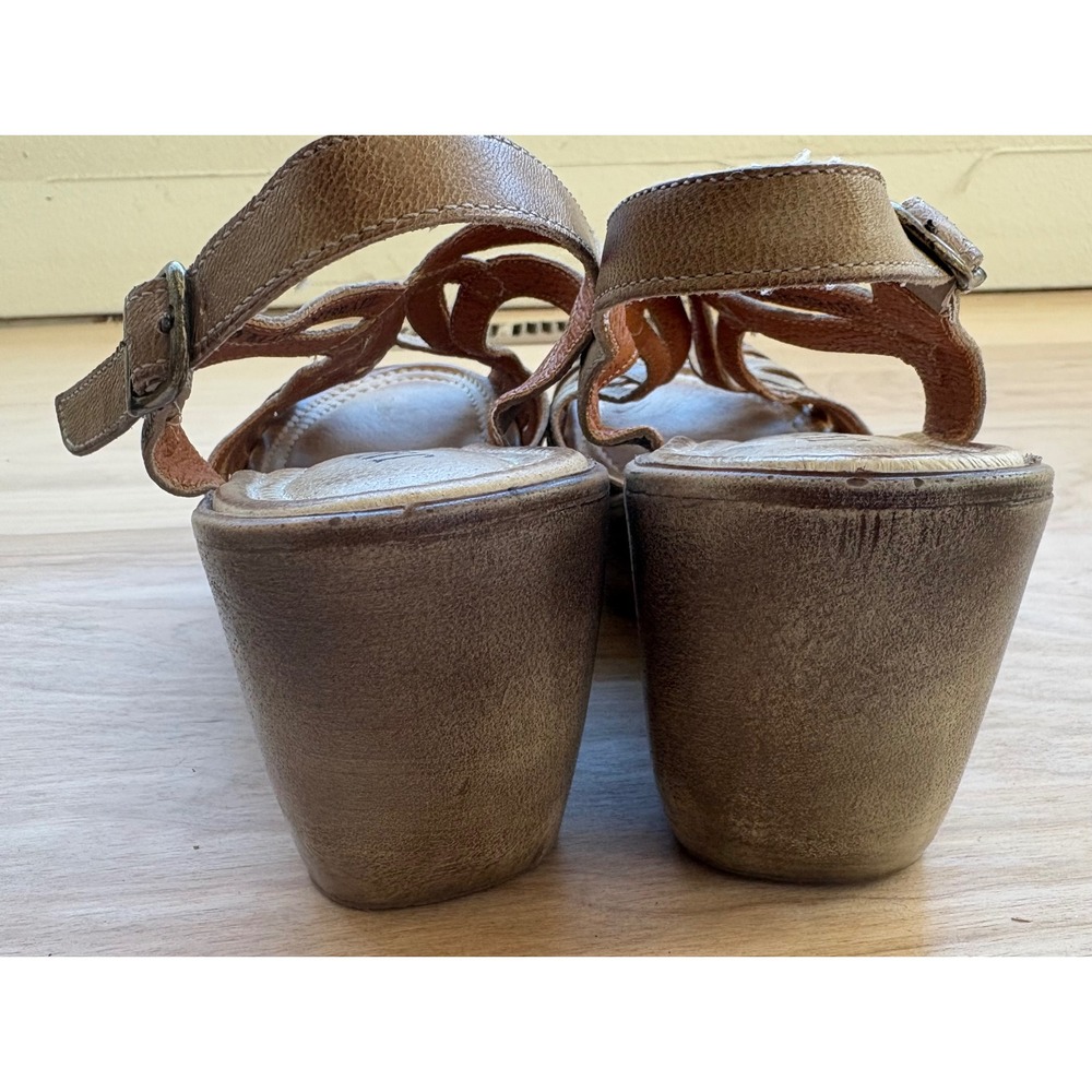 Jafa Women Bronze Distressed Leather Wedge Platform Cage Sandals Size 38 Boho - Picture 7 of 8